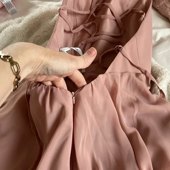 Elegant Pink Halter Bridesmaid | Prom Maxi Dress with Open Back - Picture 10 of 12